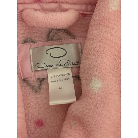 Oscar De La Renta Pink Bow Print Plush Robe L/XL - Picture 5 of 8